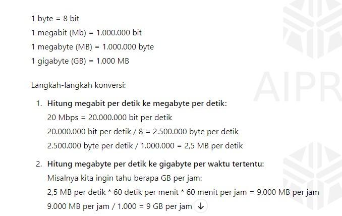 20 Mbps Berapa Gb