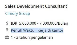 jam kerja sales development consultant cimory