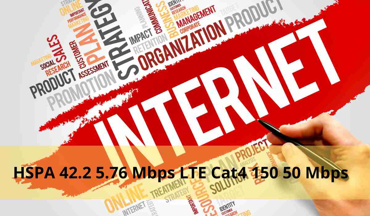 HSPA 42.2 5.76 Mbps LTE Cat4 150 50 Mbps